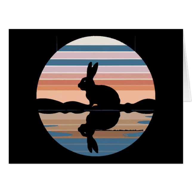 Cartão Rabbit Retro Sunset (Frente horizontal)
