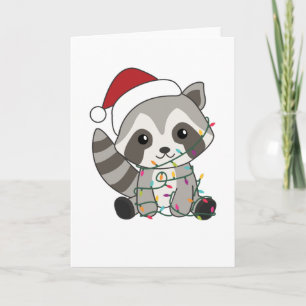 Cartão Raccoon Christmas Snow Winter Raccoons