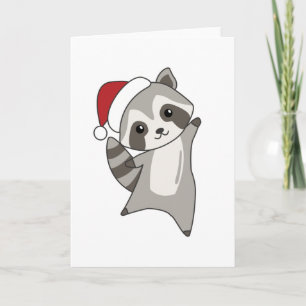 Cartão Raccoon Christmas Snow Winter Raccoons