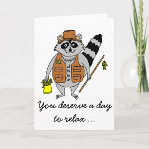 Cartão Raccoon Fisherman Father's Day Card