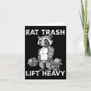 Cartão Raccoon Gym Weight Training Eat Trash Levanta Pesa