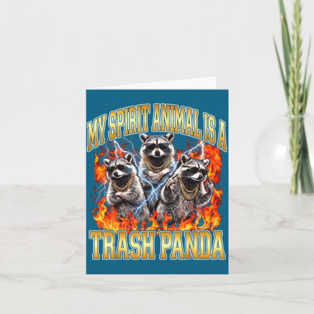 Cartão Raccoon My Srit Animal Is A Trash Panda Funny Boot (Frente)