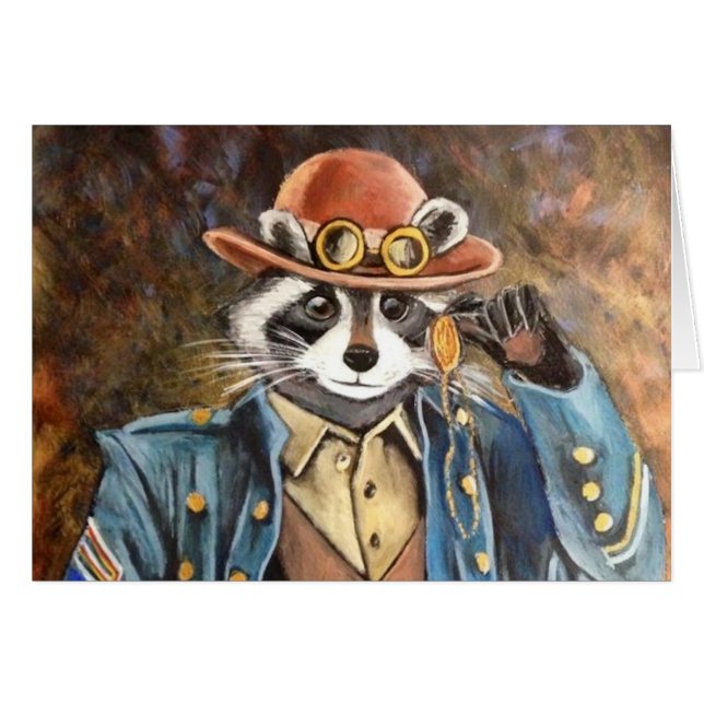 Cartão Raccoon Steampunk (Frente Horizontal)