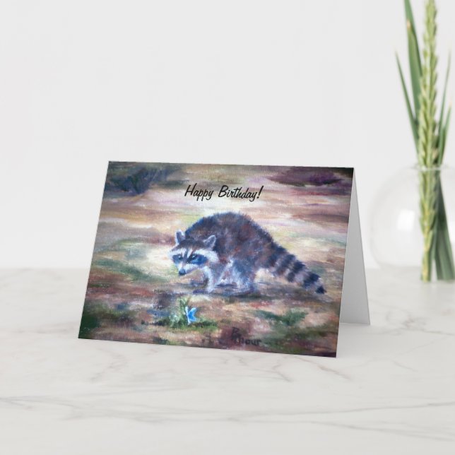 Cartão Raccoon What's That Birtday (Frente)