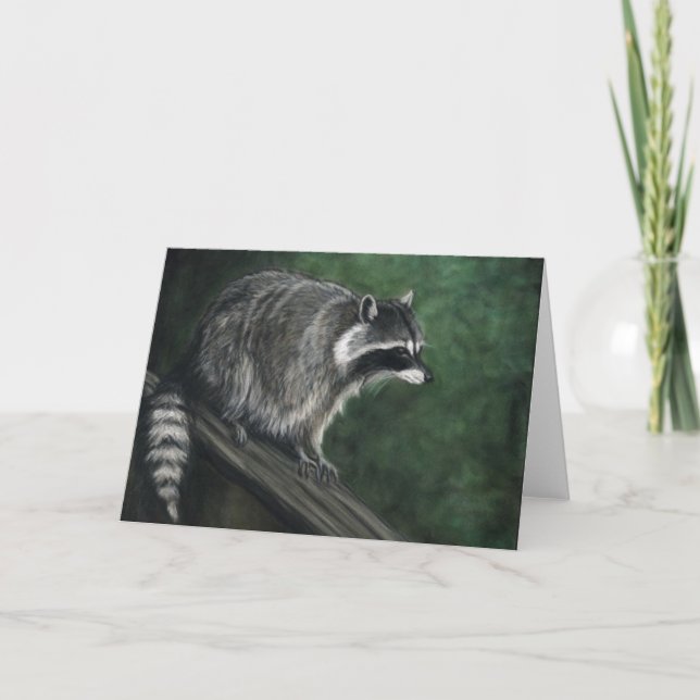 Cartão :Raccoon" Wildlife Art Reproduction Blank Notecard (Frente)