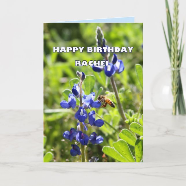 Cartão Rachel Texas Bluebonnet Happy Birthday (Frente)