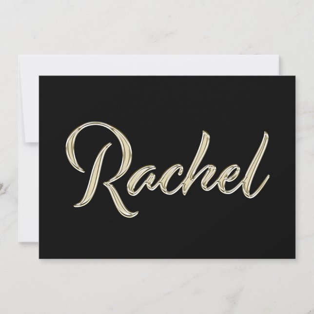 Cartão Rachel white gold Handwriting Karte (Frente)