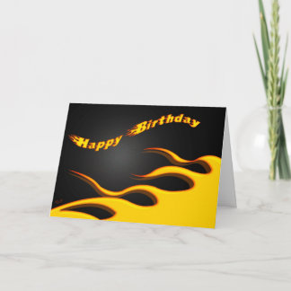 Cartão Racing Flames: Happy Birthday