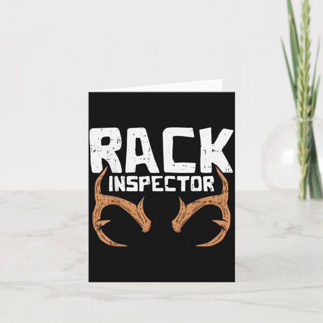 Cartão Rack Inspector Funny Deer Elk Buck Bow Hunting Hun (Frente)