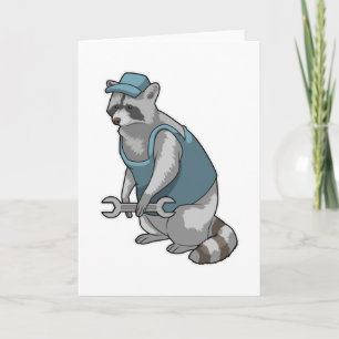 Cartão Racoon como artesão de Wrench