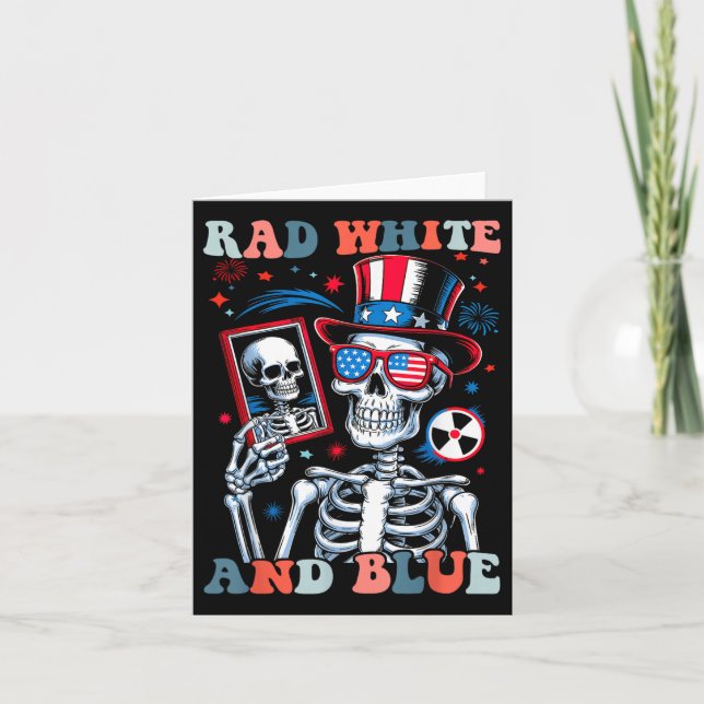 Cartão Rad White E Blue Skeleton Funny Radiotic (Frente)