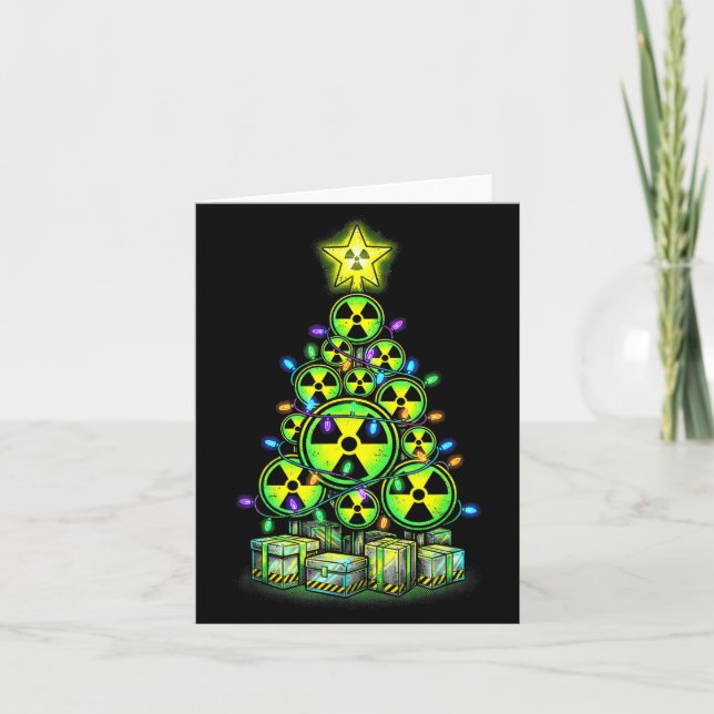 Cartão Radioactive Christmas Tree Graphic Nuclear Warning (Frente)