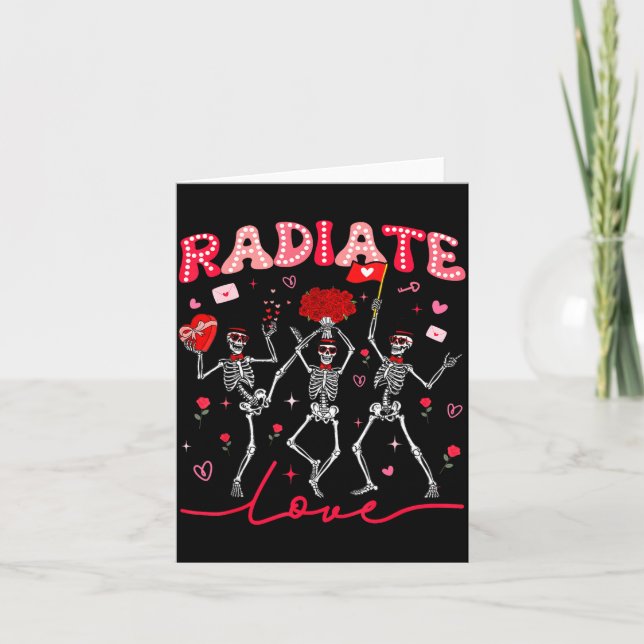 Cartão Radiology Radiate Rad Tech Valentine Skeleton Hear (Frente)