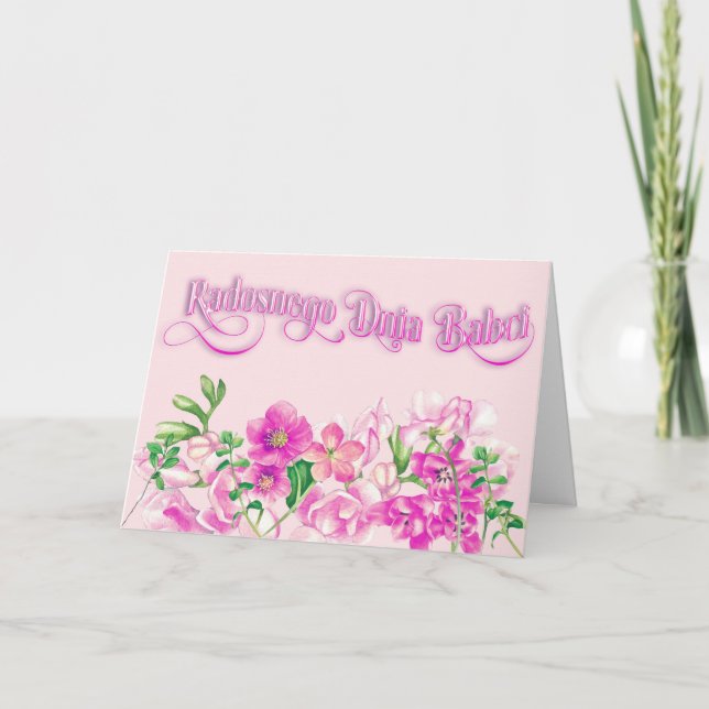 Cartão Radosnego Dnia Babci - Placa de Dia de as mães (Frente)