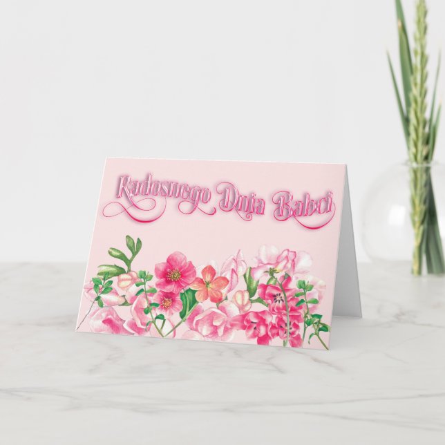 Cartão Radosnego Dnia Babci - Placa de Dia de as mães (Frente)