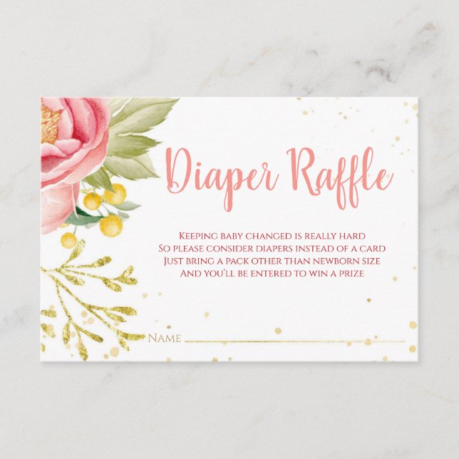 Cartão Raffle Chá de fraldas Elefante Rosa (Frente)