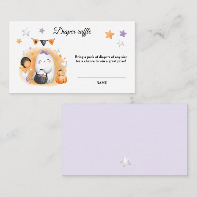 Cartão Raffle de Fralda de Chá de fraldas Boo Hall (Frente/Verso)