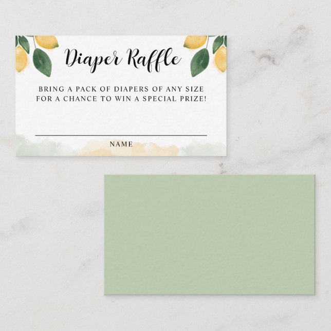 Cartão Raffle de Fralda de Chá de fraldas de Citru (Frente/Verso)