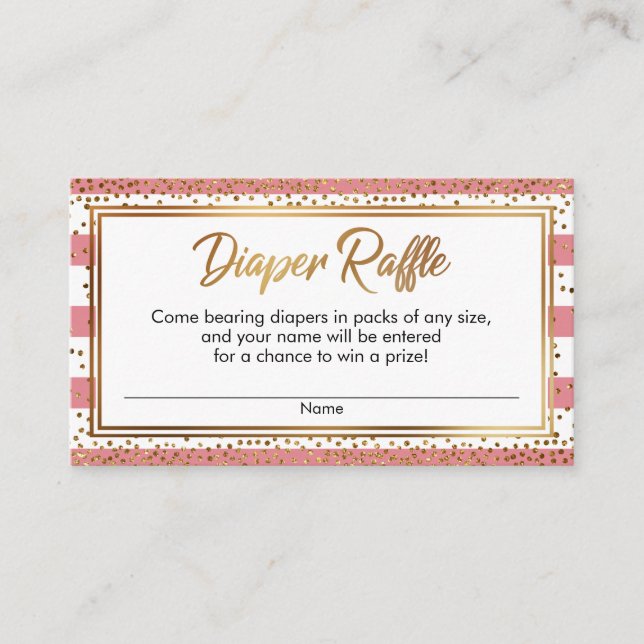 Cartão Raffle de Fralda de Ice Confetti de Morango (Frente)