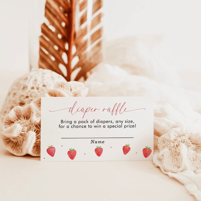 Cartão Raffle de Fralda de Morango | CHÁ DE FRALDA (Criador carregado)