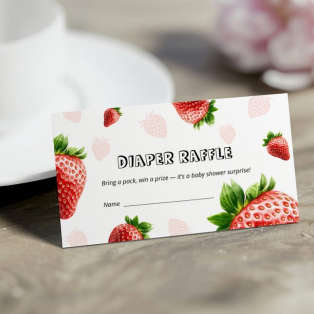 Cartão Raffle de Fralda de Morango chá de fraldas (Criador carregado)