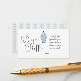 Cartão Raffle de Fralda Padrão Chinoisere Azul