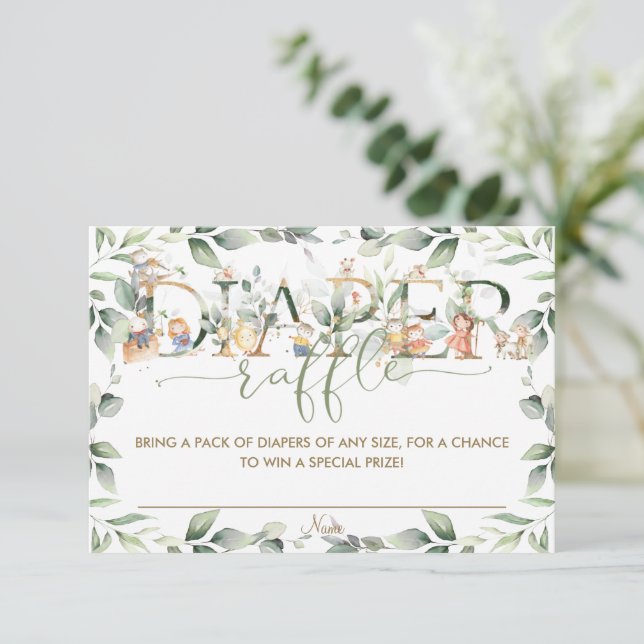 Cartão Raffle de Fralda verde Rhyme Greenery (Em pé/Frente)