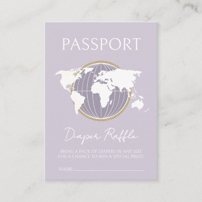 Cartão Raffle do Passport Fralda com viagem (Frente)