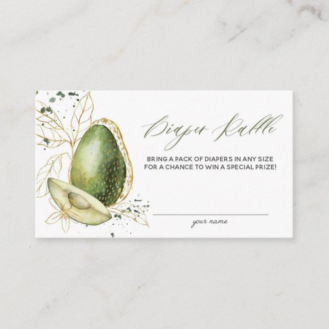 Cartão Raffle Fralda Avocado Chá de fraldas (Frente)