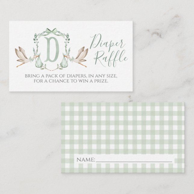 Cartão Raffle para Fralda do Boy Stork (Frente/Verso)