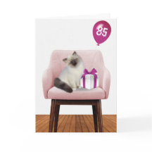 Ragdoll Cat com 85º Balão de Aniversário