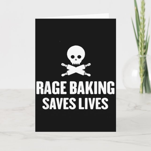 Cartão Rage Baking salva crânio ao vivo engraçado padeiro (Frente)
