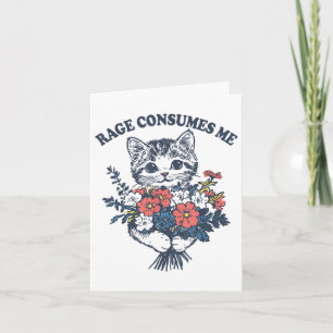 Cartão Rage consome-me gato-gato-gato-de-flor-doce