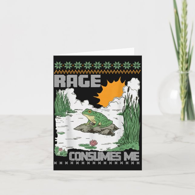 Cartão Rage Consumes Me Ugly Christmas Sweaters Funny Fro (Frente)