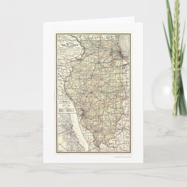 Cartão Railroad Map Of Illinois 1898 (Frente)