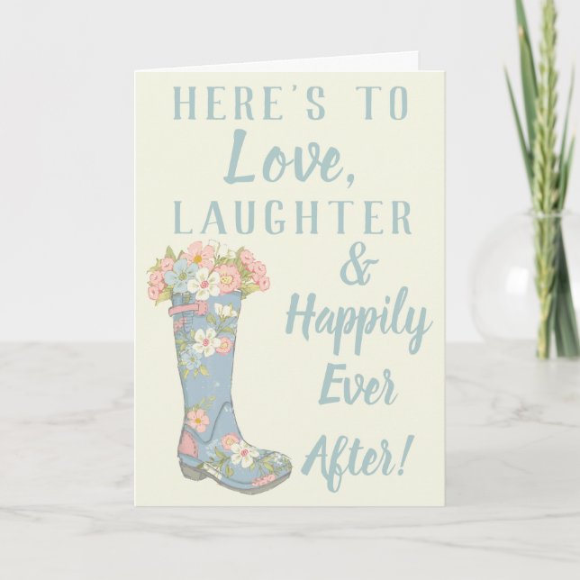 Cartão Rain Boot Bridal Shower Greeting Card (Frente)