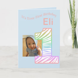 Cartão Rainbow 1 Photo First Birthday Card