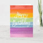 Cartão Rainbow birthday<br><div class="desc">Birthday card with watercolor rainbow background</div>