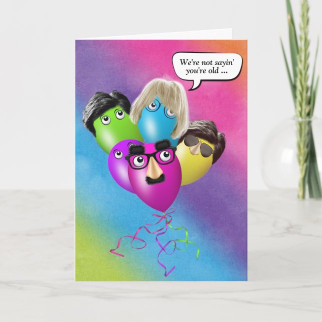 Cartão Rainbow Birthday Balloons Do Grupo (Frente)