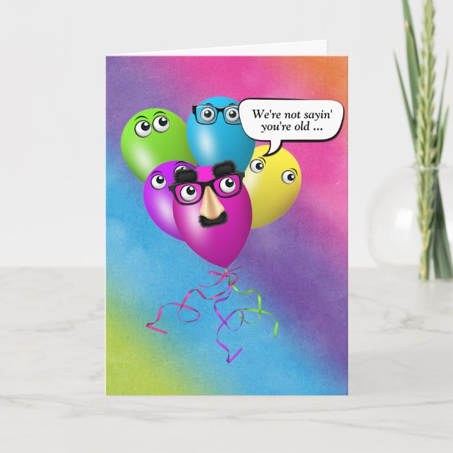 Cartão Rainbow Birthday Balões Humor Do Grupo (Frente)