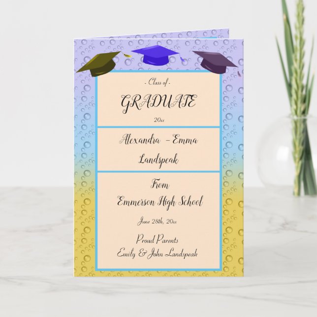 Cartão Rainbow Bubbly Graduation Card (Frente)
