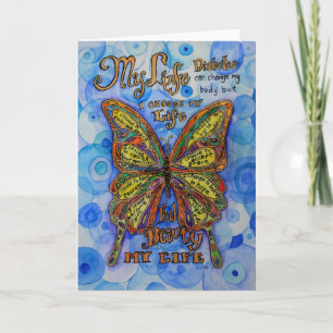 Cartão Rainbow Butterfly Inspirational Diabetes Cards