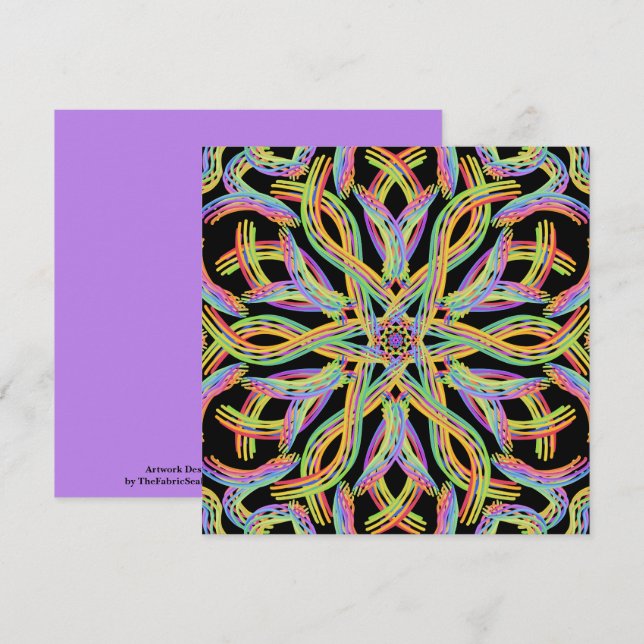 Cartão Rainbow Colored String Rope Pattern Art (Frente/Verso)