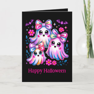 Cartão Rainbow Coquette Ghosts Hot Pink Feliz Halloween