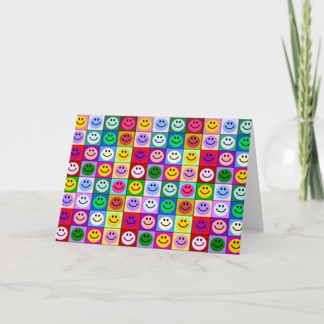 Cartão Rainbow face squares (Frente)