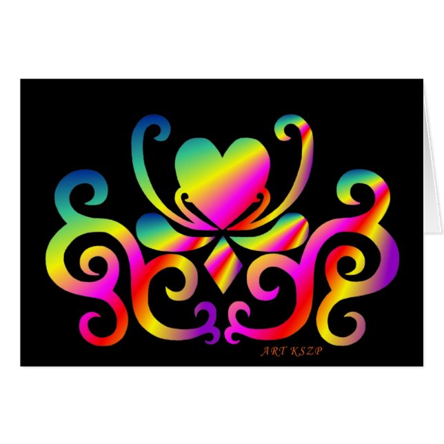 Cartão Rainbow Heart e Lily (Frente Horizontal)