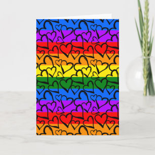 Cartão Rainbow Heart Pattern