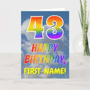 Cartão Rainbow Look "43" & "HAPPY BIRTHDAY", Clouds, Sky