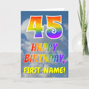 Cartão Rainbow Look "45" & "HAPPY BIRTHDAY", Clouds, Sky
