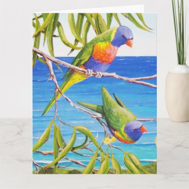 Cartão Rainbow Lorikeet Beachy Blue - Presente australian (Frente)